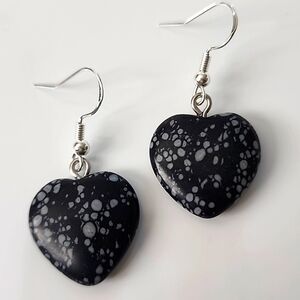 Stone Heart Earrings 925S STERLING POST